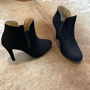 Black Suede Hell Bootie, size 7.5